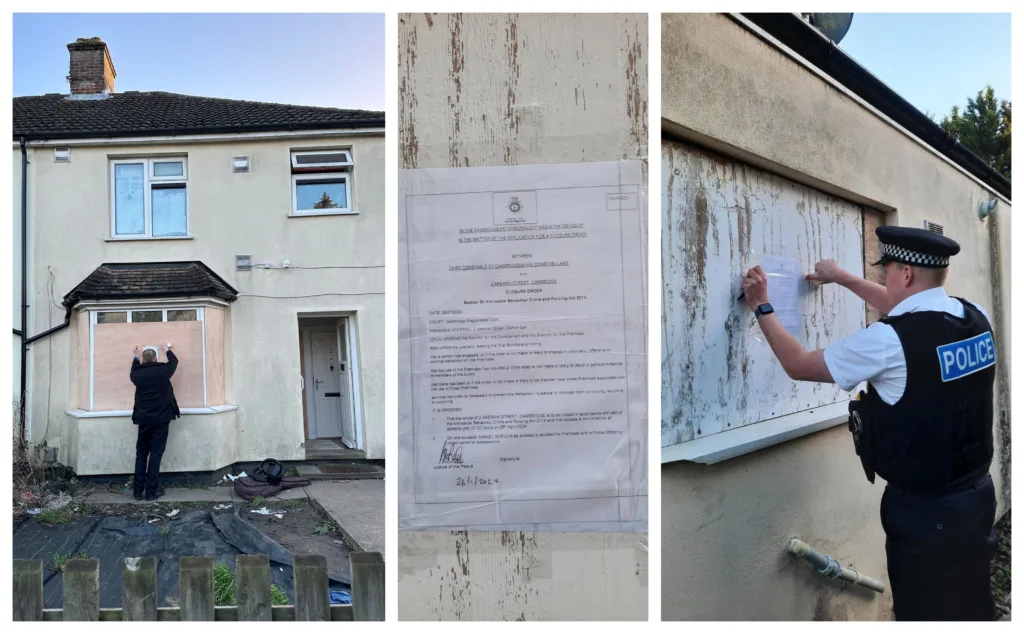 Closure order was issued to 2 Akeman Street, Cambridge which means if anyone is found on the premises unlawfully they render themselves liable for arrest