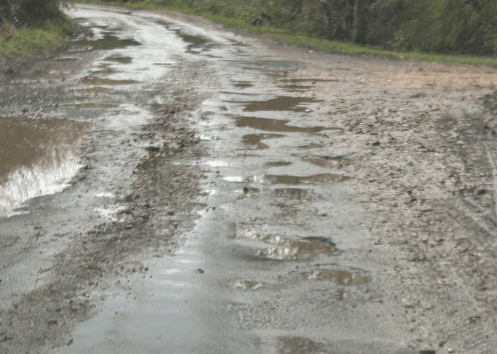 Potholes and flooding along Hook Road, Wimblington 