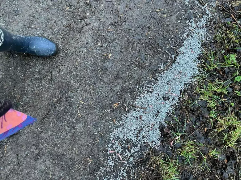 Photos of the razor-sharp metal shavings that appeared on Tuesday on this popular path in March, Cambridgeshire. 