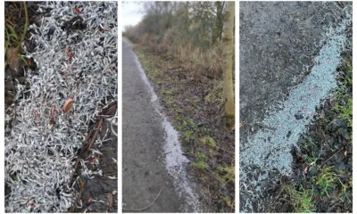 Photos of the razor-sharp metal shavings that appeared on Tuesday on this popular path in March, Cambridgeshire.