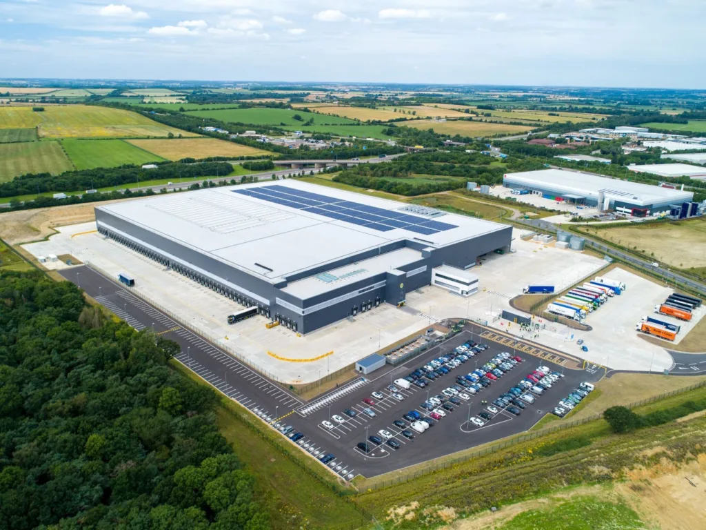 Back to business:  Lidl distribution centre in Peterborough today as experts began evaluating the damage from Friday’s solar panel fire. PHOTO: Terry Harris 