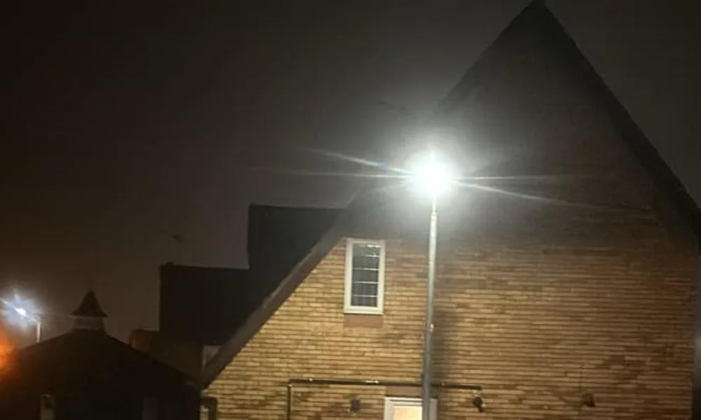 ‘Its awful in our house it lights all of the rooms at the front. I would rather it be dark than a spotlight’ says Sally Ingram of the streetlamp opposite her home in Godmanchester