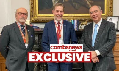 Lord Dominic Johnson, the Government investment minister (right) greeting (left) Paul Carey (managing director of MWW Environment) and Dr Hansjorg Roll (chief technology officer for MVV Energie) at Westminster. “I was delighted to speak to them about their business and future opportunities which can greatly benefit the UK’s current net zero climate aim,” said Lord Johnson.