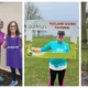 From Left: Georgia (pictured on the right) lives in Bourne, centre is Helen, of Stamford and, right, Sarah Edwards from Peterborough. All three are ready to run the London Marathon