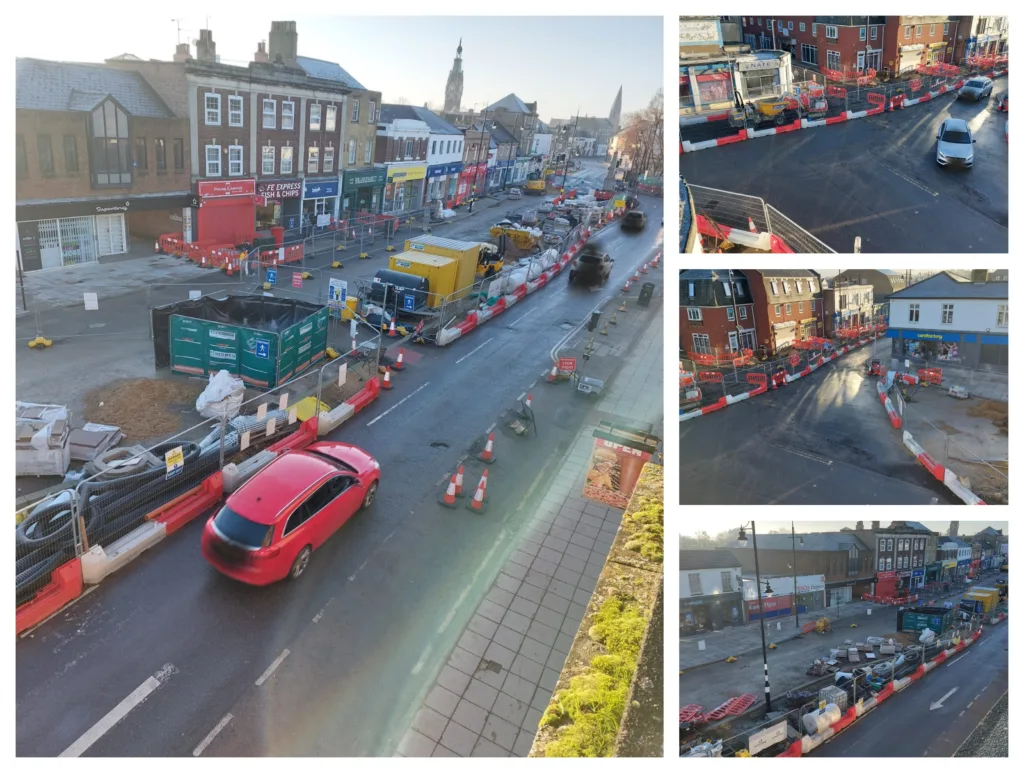 Latest update on work to regenerate March Broad Street. The £9.6m project is being funded by the government’s Future High Streets Fund and the Cambridgeshire and Peterborough Combined Authority. PHOTO: Gary Richmond 