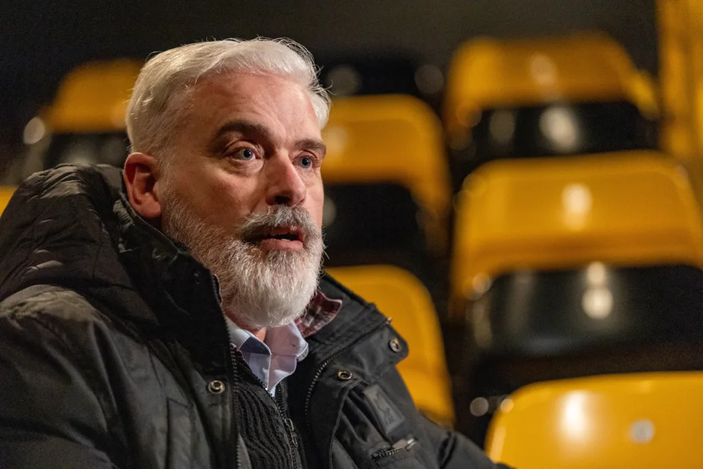 Michael Hudson, Cambridgeshire County Council finance director - Big Sleep Out, Abbey Road Stadium, Cambridge. ‘Homelessness and rough sleeping is never going to go away’ he says. Friday 01 March 2024. Picture by Terry Harris.