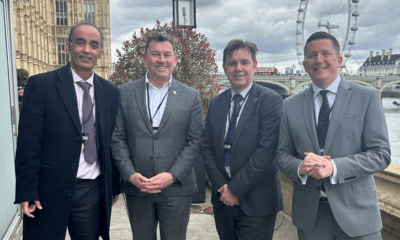 From left, Leader of Peterborough City Council Cllr Mohammed Farooq, John Hill, Director of Technology and Strategy for TWI, Mayor of Cambridgeshire and Peterborough Dr Nik Johnson and ARU Peterborough Principal Prof Ross Renton. Picture: Peterborough City Council