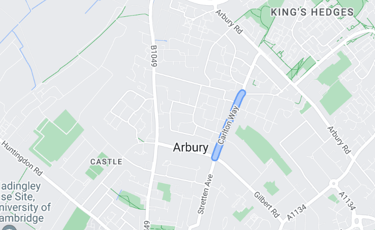 Carlton Way Cambridge where a man was stabbed. Image: Google