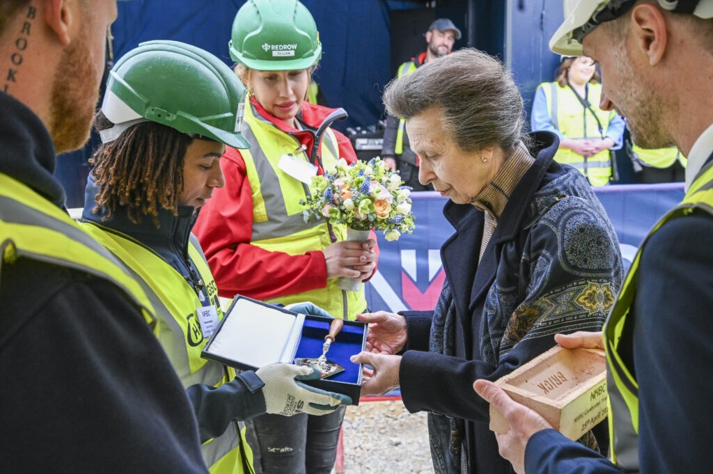 The Princess Royal officially opens the NHBC Training Hub, adjacent to Histon Football Club, Impington, Cambridge; it can train 80 apprentices all year round. PHOTO: NHBC 