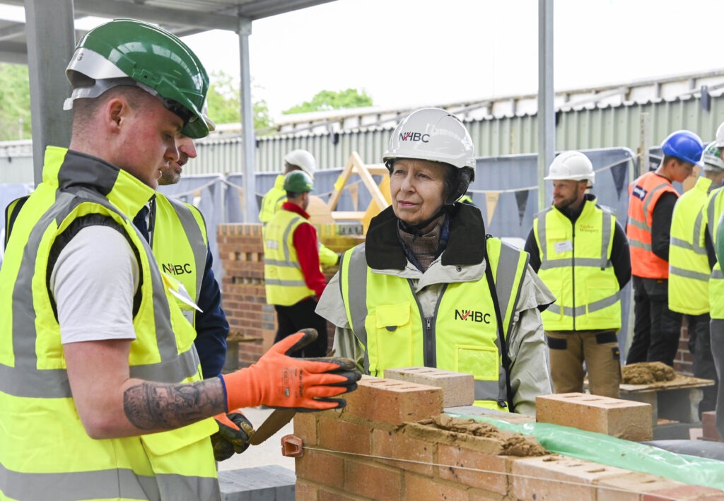 The Princess Royal officially opens the NHBC Training Hub, adjacent to Histon Football Club, Impington, Cambridge; it can train 80 apprentices all year round. PHOTO: NHBC 