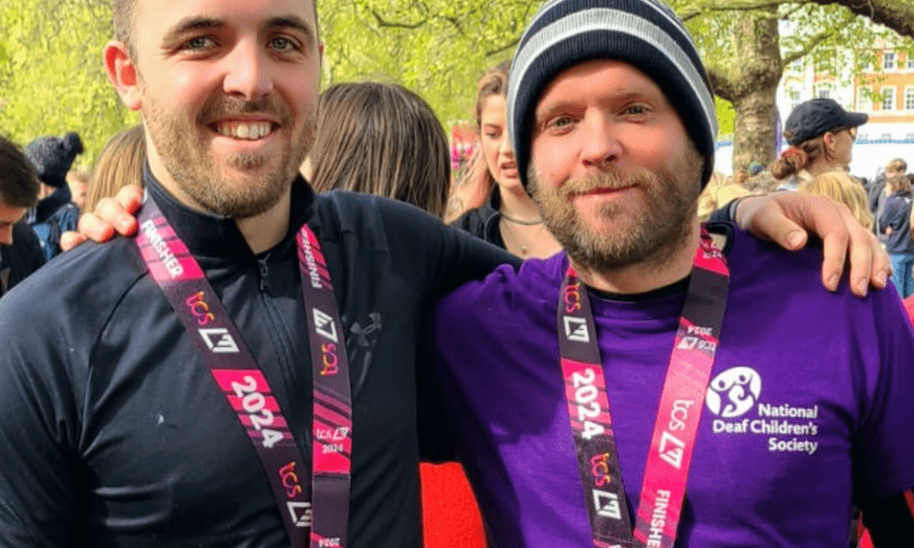 Joe (L) and Ricky, brothers from St Neots, both ran the London Marathon.