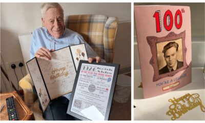 Ken Abbs celebrated his 100th birthday at Ness Court, Burwell, a retirement community run by Sanctuary Supported Living