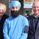 Gurninder Singh Gill (centre) flanked by Whittlesey mayor Cllr Kay Mayor and the Conservative police and crime commissioner candidate Darryl Preston