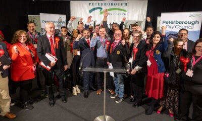 Labour celebrate their Peterborough City Council success. PHOTO: Terry Harris