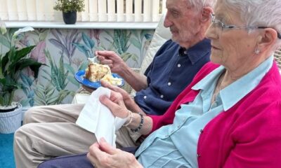 Dermott Rowan celebrating his 90th birthday with his wife: the couple have now been together for 70 years and married for 68