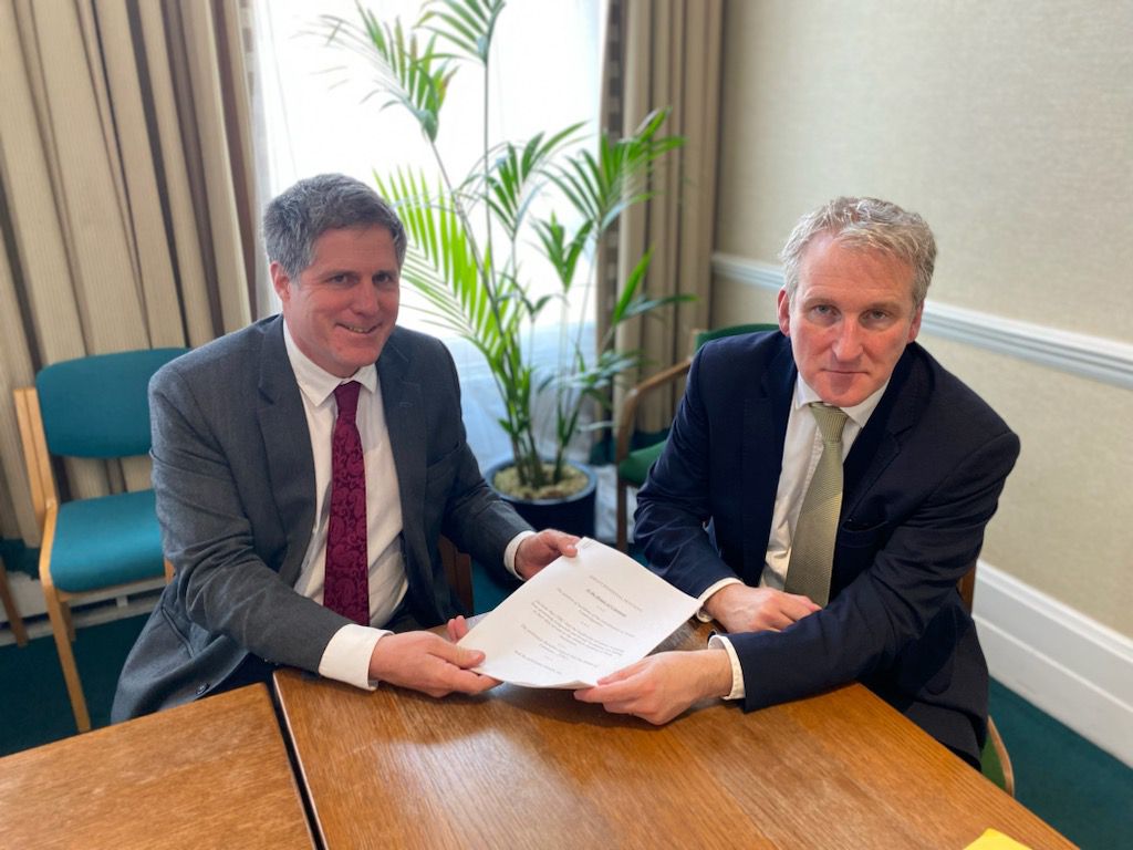 Flashback to beginning of May when Mr Browne reported that over 570 people had shared concerns and comments about Longsands and Ernulf over the previous month. He is pictured with schools minister Damian Hinds discussing the concerns.