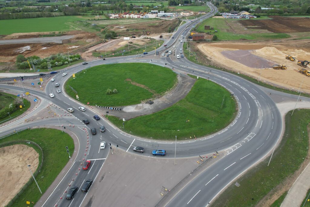 Work on the £1bn highways improvement scheme under way. PHOTO: Drone Photos Sandy 