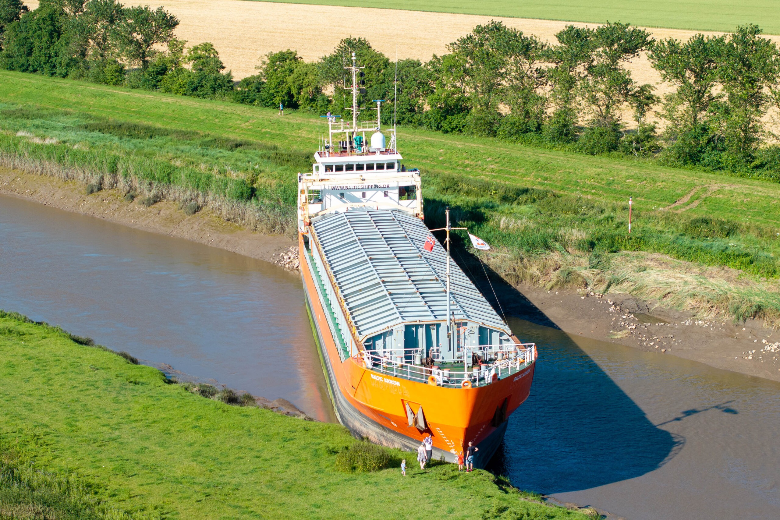 The Baltic Arrow grounded just outside Wisbech throughout Tuesday: an investigation is under way to find out what happened. PHOTO: Terry Harris