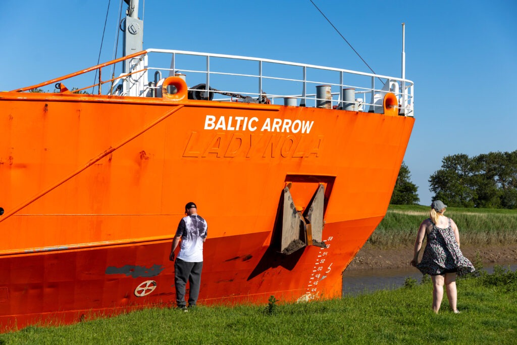 The Baltic Arrow grounded just outside Wisbech throughout Tuesday: an investigation is under way to find out what happened. PHOTO: Terry Harris