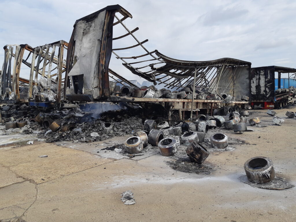 Fire fighters were called at about 7pm on 29 August 2019 with reports of the blaze at Hotpoint in Celta Road. Damage was caused to 48 trailers. No one was injured during the incident.