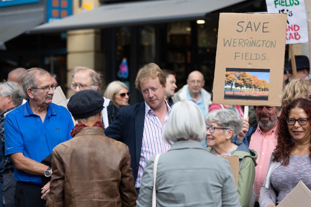 A public protest was staged ahead of a Cabinet meeting in Peterborough to decide on the fencing off of land to benefit Ken Stimpson Academy. Peterborough Tuesday 16 July 2024. Picture by Terry Harris.