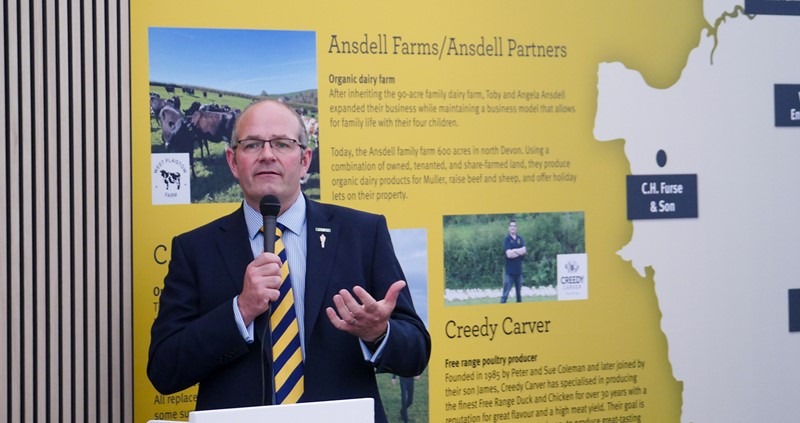 Tom Bradshaw speaking at Devon County Show earlier this year. PHOTO: NFU 