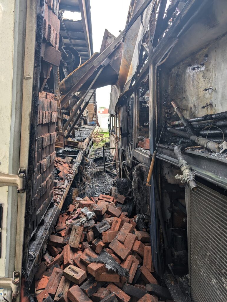 The scene that confronted Cambridgeshire Fire and Rescue crews at Lode Way, Haddenham, last Thursday: PHOTO: Cambs fire and rescue