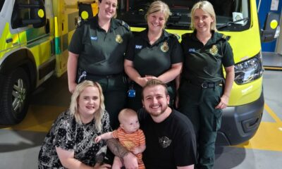 The baby was born at their home in Sawtry on January 20 with the help of Paramedics Leajo Phillipson, Stuart & Sarah-Jayne Parsons, Apprentice Paramedic Beth Walesby and Emergency Care Assistants Amy Rengert and Chris Dundee.