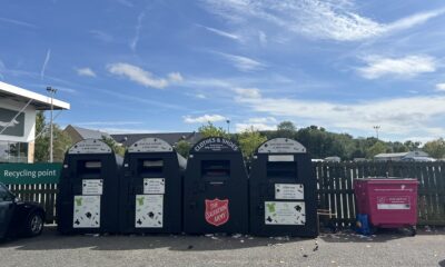 Fly tipper left a cardboard box “and personal correspondence” next to the clothing banks in the car park near Home Bargains in Cambourne.