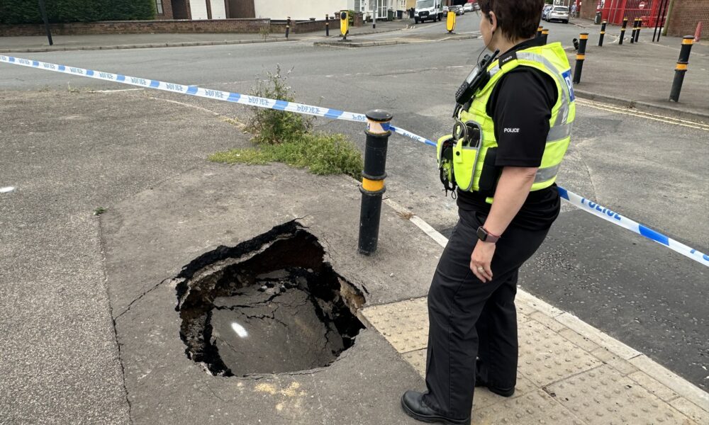 Latest Wisbech sink holes, West Street junction with Elm Road. PHOTO: Policing Fenland