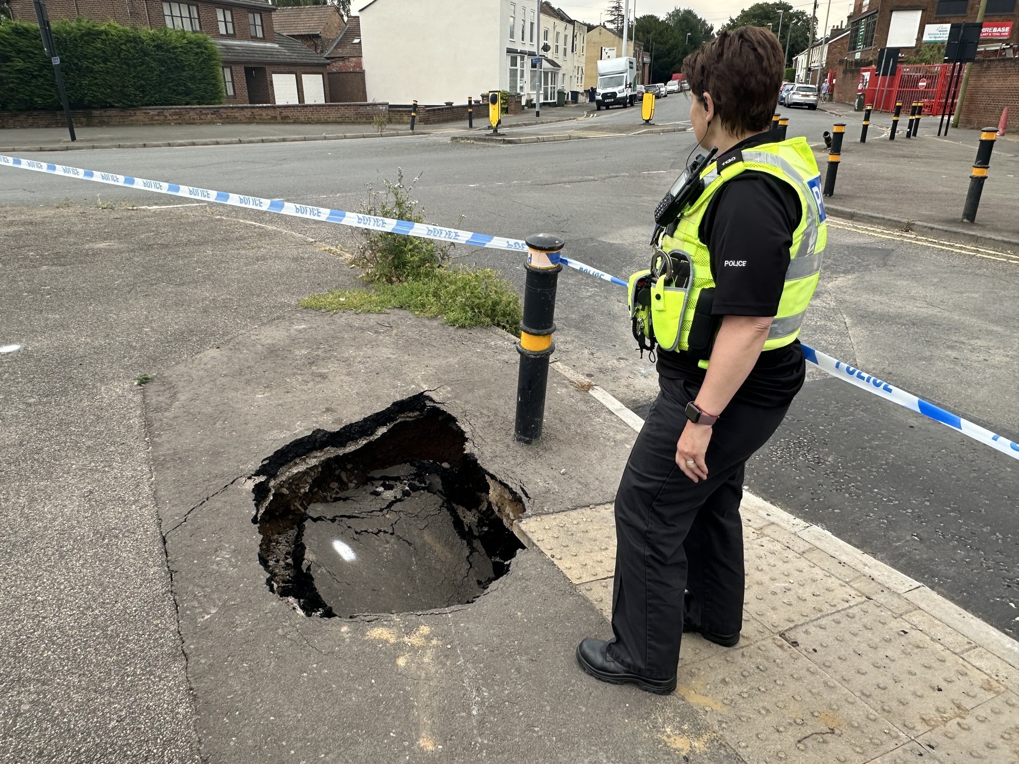 Latest Wisbech sink holes, West Street junction with Elm Road. PHOTO: Policing Fenland